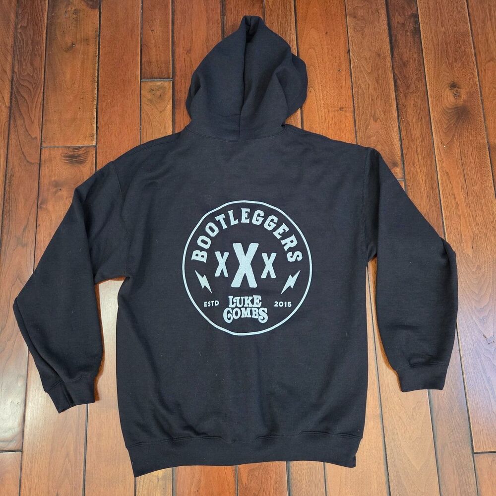 Luke Combs Bootleggers Member Hoodie Men’s L Full Zip Black Sweatshirt 2015